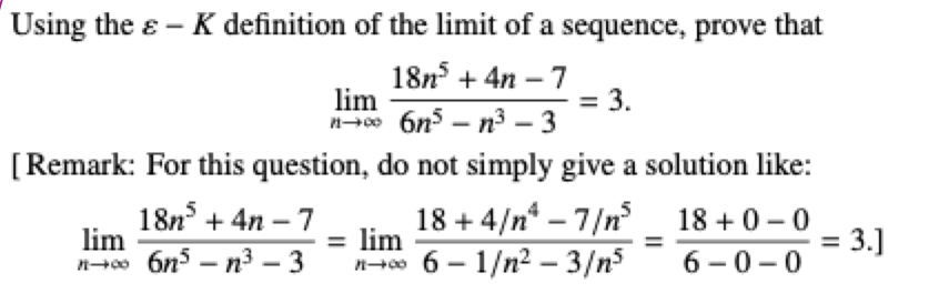 Solved Prove Limit Using Epsilon N Definbitionusing The ε-k 