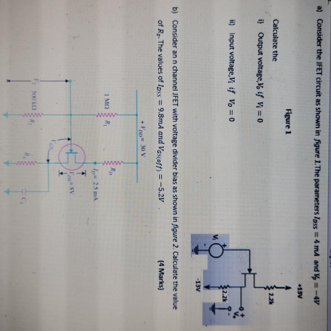 Solved a) Consider the JFET circuit as shown in figure 1. | Chegg.com