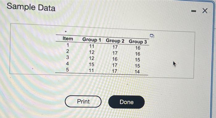 Solved The table available below shows three samples | Chegg.com