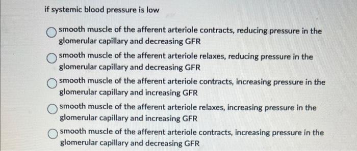 Solved if systemic blood pressure is low smooth muscle of | Chegg.com
