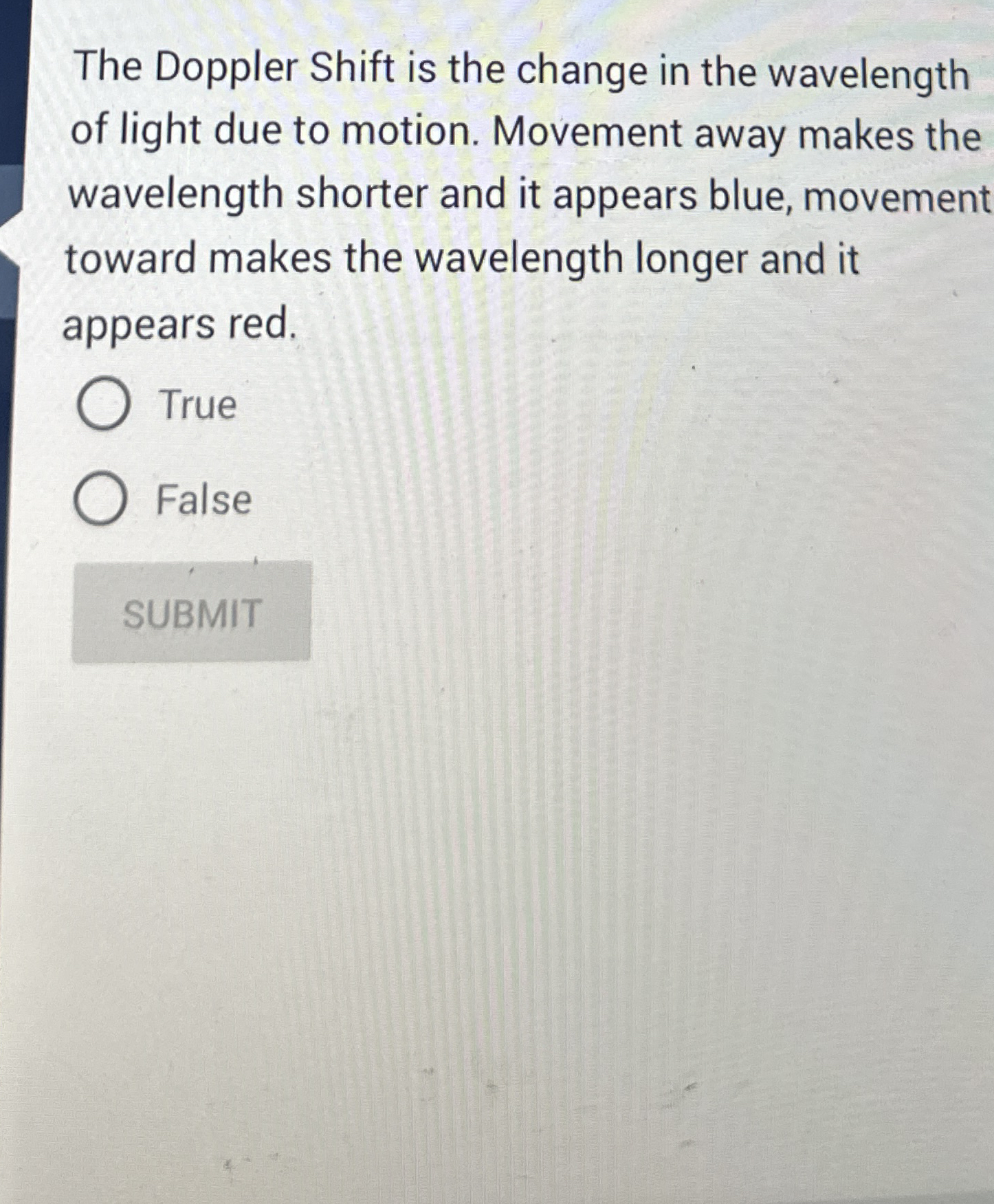 Solved The Doppler Shift is the change in the wavelength of | Chegg.com