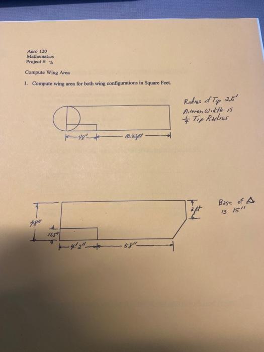 Solved 1. Compute wing area for both wing configurations in | Chegg.com