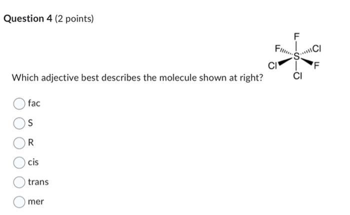 Solved Which Adjective Best Describes The Molecule Shown At | Chegg.com