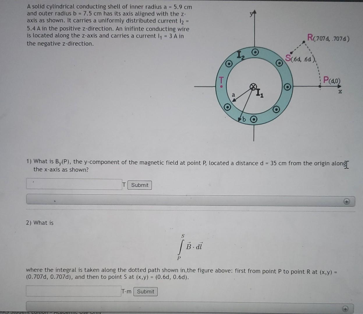 Solved A Solid Cylindrical Conducting Shell Of Inner Radius | Chegg.com