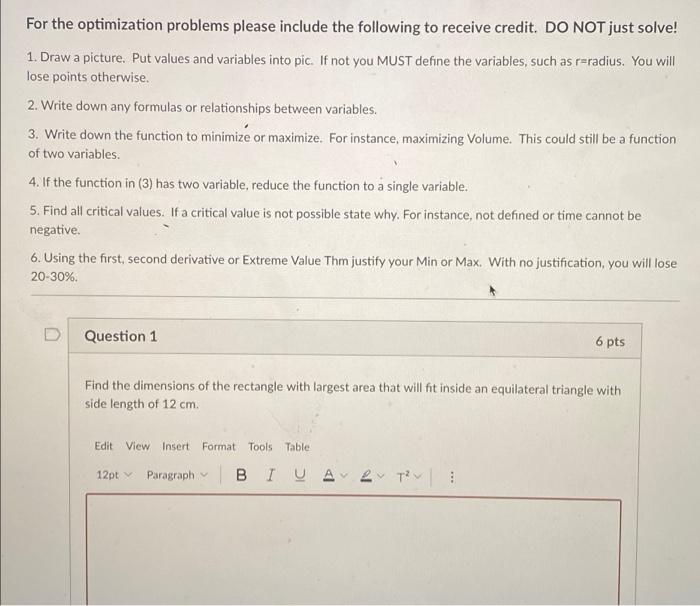 Solved For the optimization problems please include the | Chegg.com