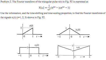 Solved The Fourier transform of the triangular pulse x(t) in | Chegg.com