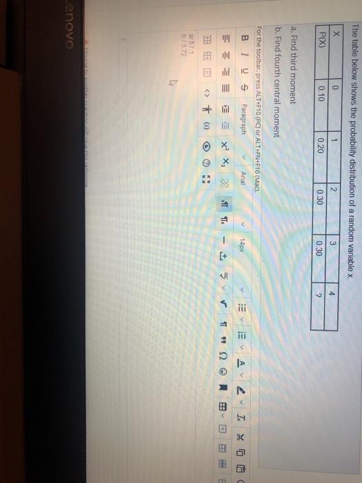 Solved The table below shows the probability distribution of | Chegg.com
