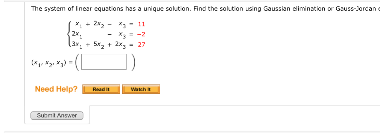 Solved The system of linear equations has a unique solution. | Chegg.com