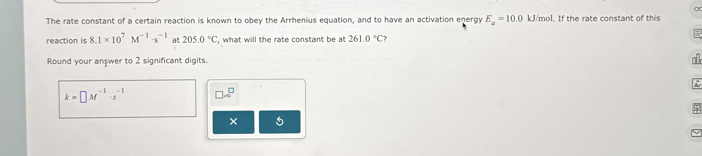 Solved The rate constant of a certain reaction is known to | Chegg.com