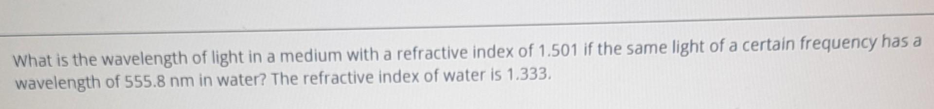 how refractive index of a medium depends on wavelength of light