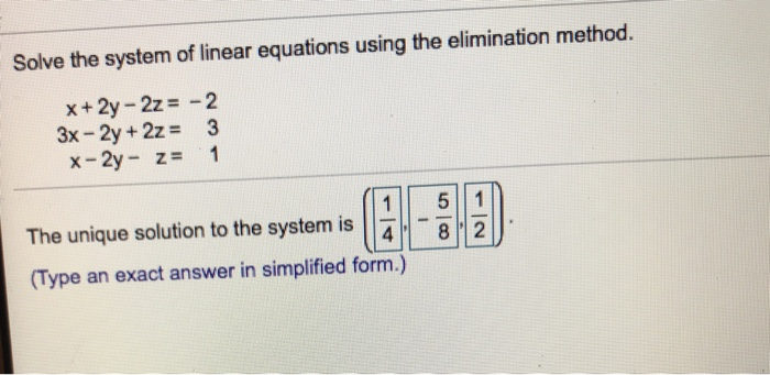 Solved Solve the system of linear equations using the | Chegg.com