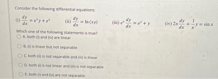 Solved Consider the following differential equations: (i) | Chegg.com