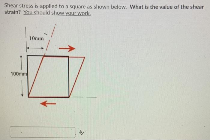 Solved Shear stress is applied to a square as shown below. | Chegg.com