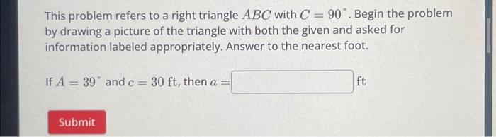 Solved This Problem Refers To A Right Triangle Abc With 3442