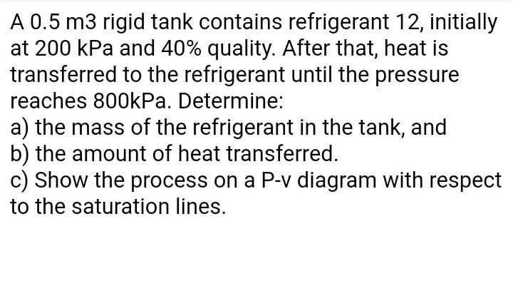 Solved A 0.5 m3 rigid tank contains refrigerant 12, | Chegg.com