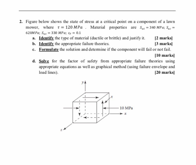 Solved 1 Do The Following For The 3D Stress Element Shown Chegg