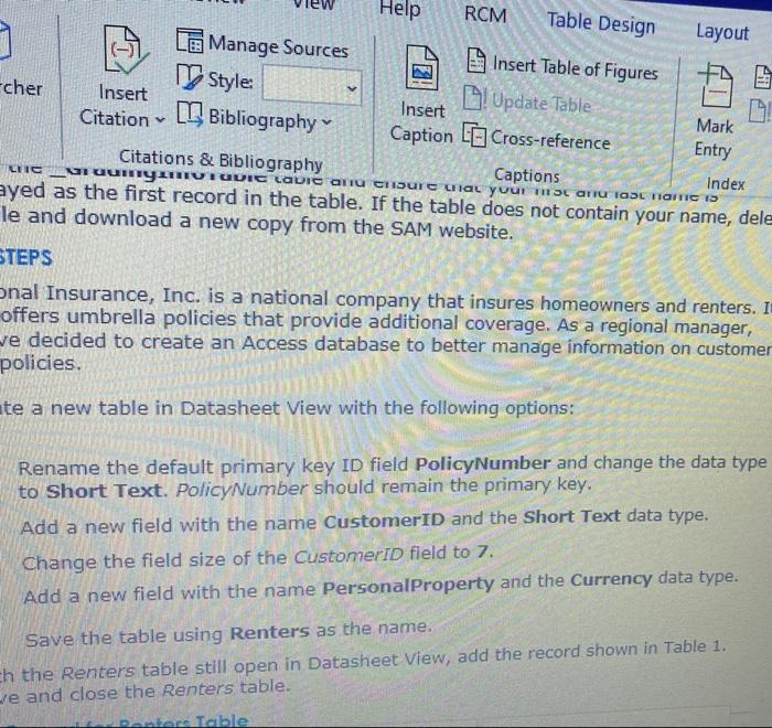 Table Design Style Help RCM Layout Manage Sources (-) | Chegg.com