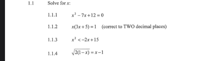 Solved 1.1 ﻿Solve for x | Chegg.com
