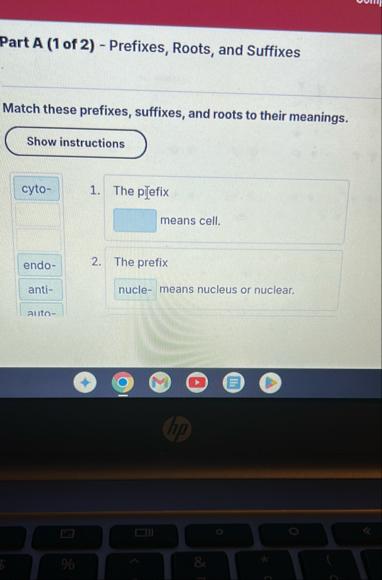 Solved Part A (1 ﻿of 2) - ﻿Prefixes, Roots, and | Chegg.com