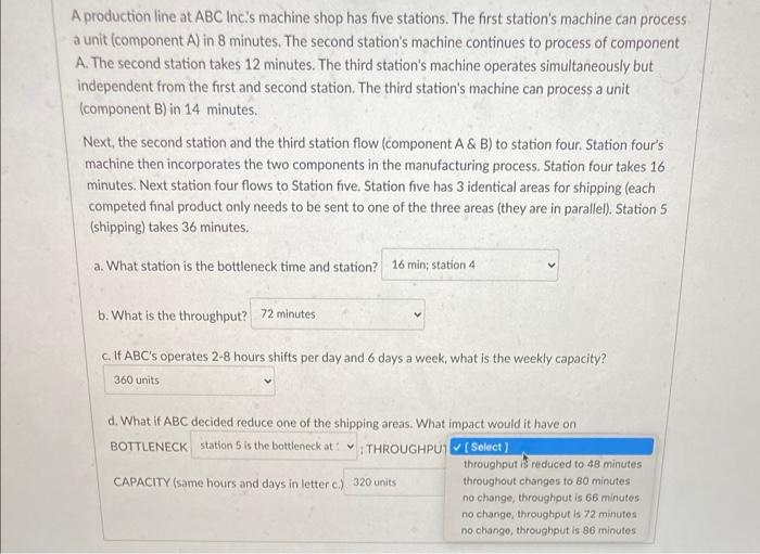 Solved A production line at ABC Inc's machine shop has five | Chegg.com