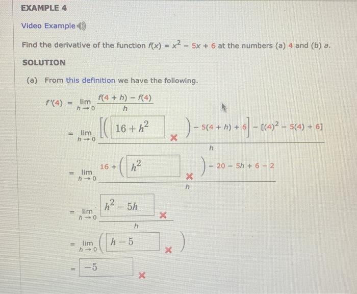 Solved EXAMPLE 4 Video Example) Find the derivative of the | Chegg.com