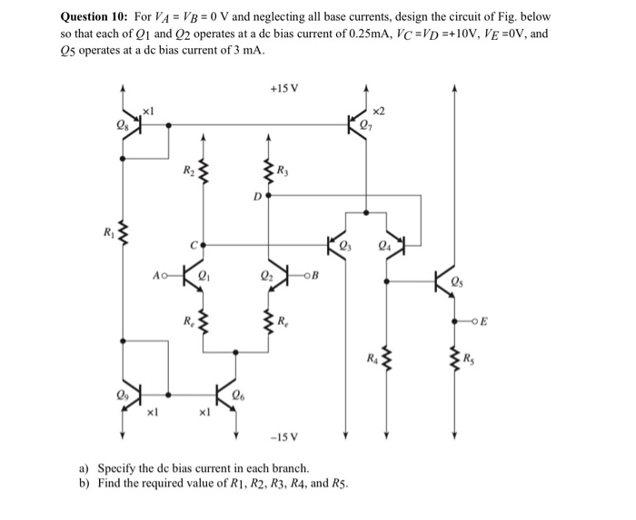 Solved Question 10: For VA = VB = 0 V and neglecting all | Chegg.com