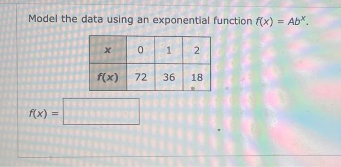 Solved Model the data using an exponential function | Chegg.com