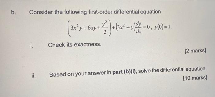 Solved B. Consider The Following First-order Differential | Chegg.com