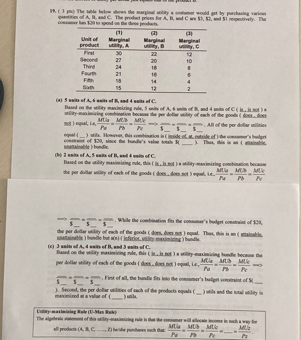 Solved Question 10 The table below shows the marginal