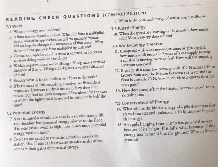 Solved RE A DING CHECK QU ESTIONS (COMPREHEN S W W When is | Chegg.com