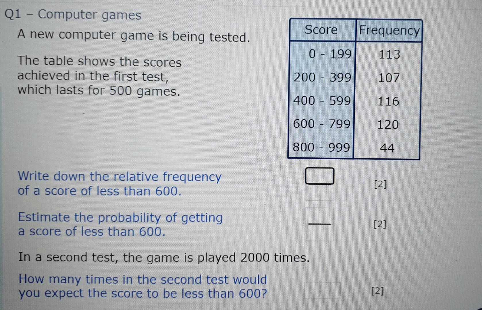 Solved Q1 - Computer games A new computer game is being | Chegg.com