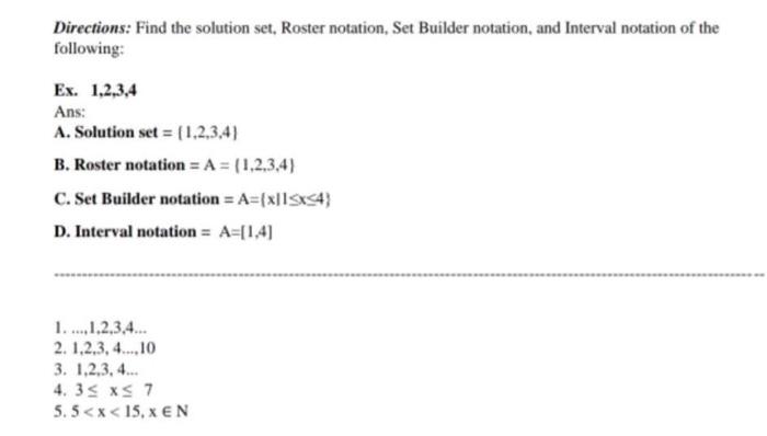 Solved Directions: Find the solution set, Roster notation, | Chegg.com