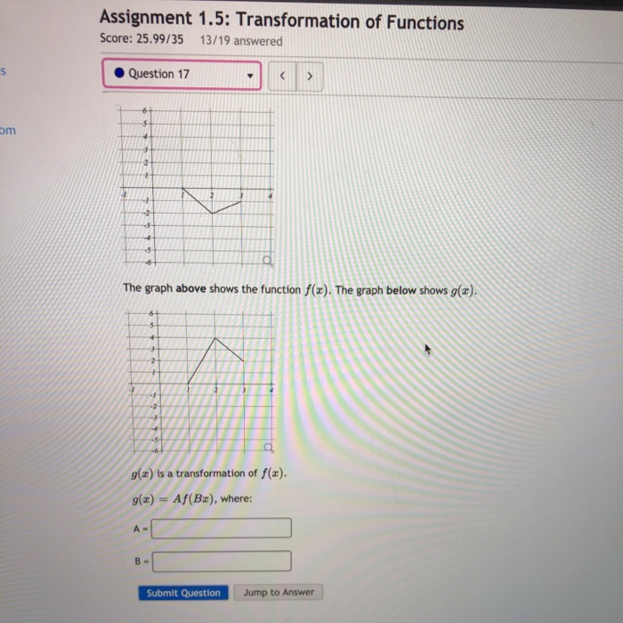 Solved Assignment 1.5: Transformation of Functions Score: | Chegg.com