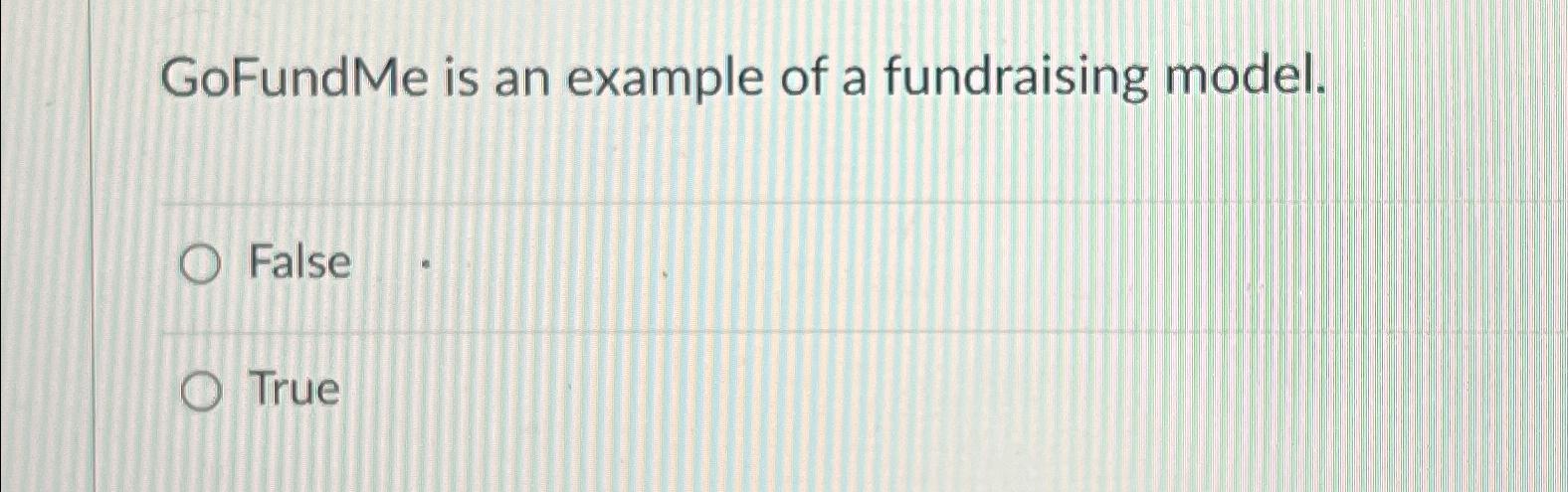 Solved GoFundMe is an example of a fundraising | Chegg.com