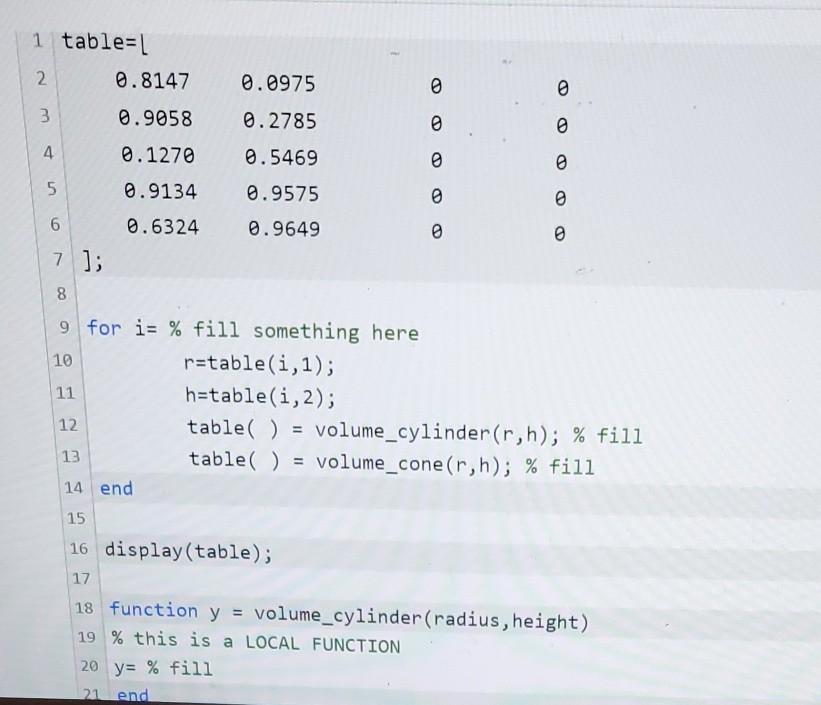 Solved Local function, cylinder and cone volumes You are | Chegg.com