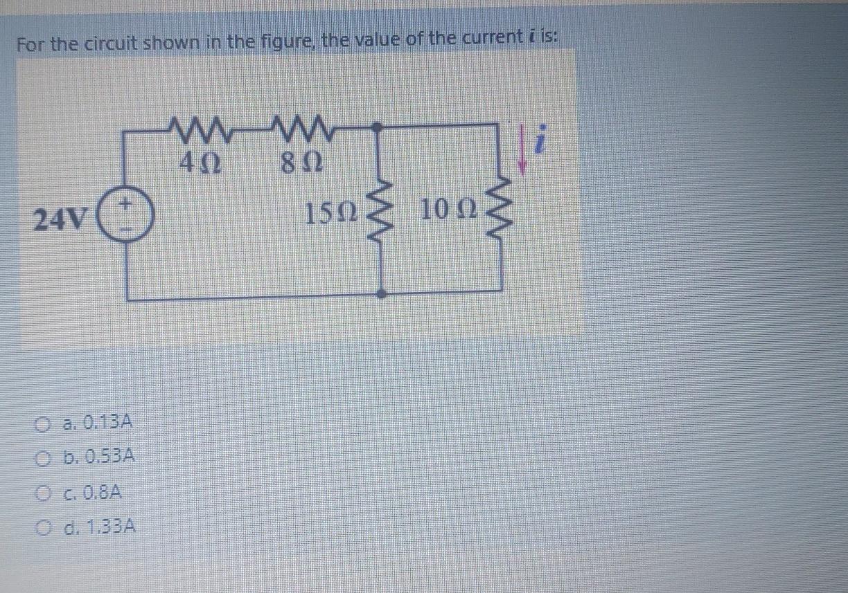 Solved For the circuit shown in the figure, the value of the | Chegg.com