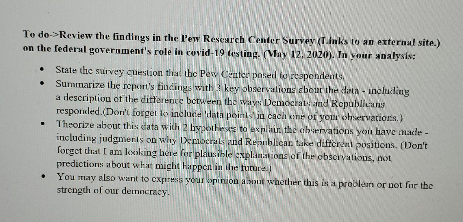 To Do → Review The Findings In The Pew Research | Chegg.com