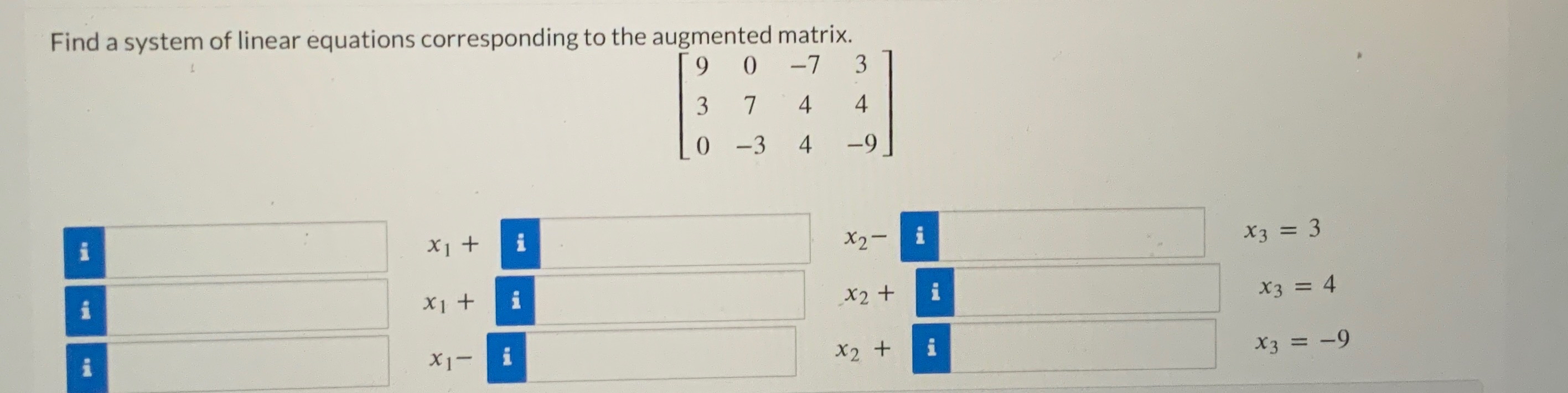Solved Find a system of linear equations corresponding to | Chegg.com