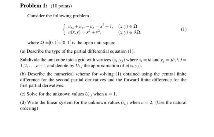 Solved { Problem 1: (10 points) Consider the following | Chegg.com