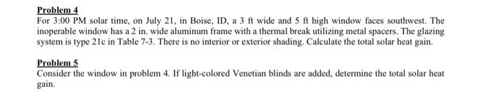 Solved Problem 4 For 3:00 PM solar time, on July 21, in | Chegg.com