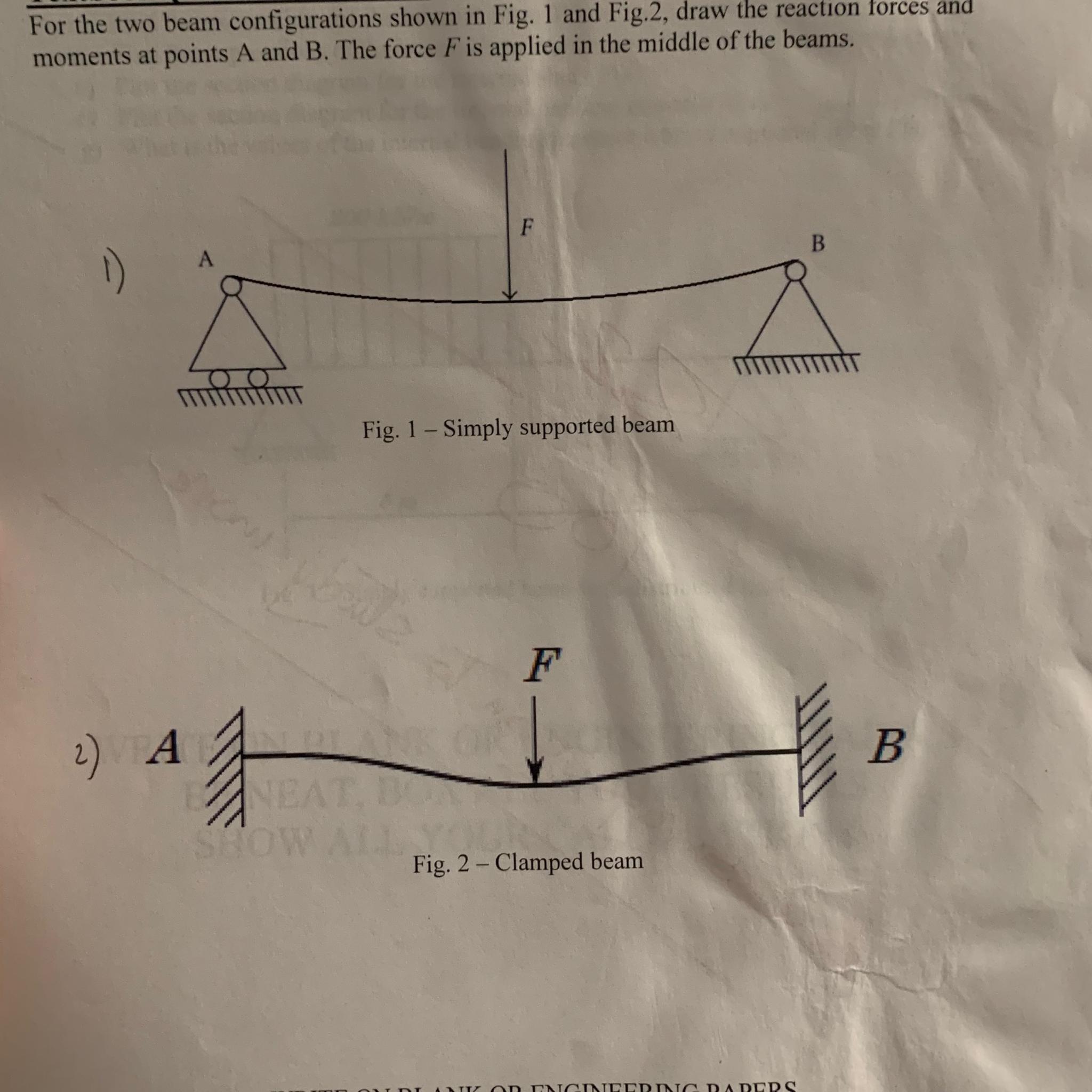 Solved For the two beam configurations shown in Fig. 1 ﻿and | Chegg.com