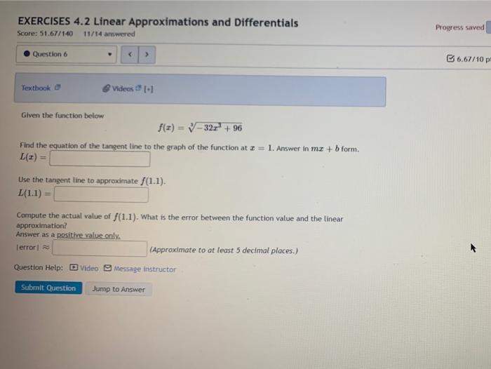 Solved EXERCISES 4.2 Linear Approximations And Differentials | Chegg.com