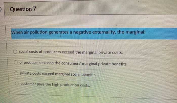 Solved Question 7 When Air Pollution Generates A Negative Chegg Com   Image 