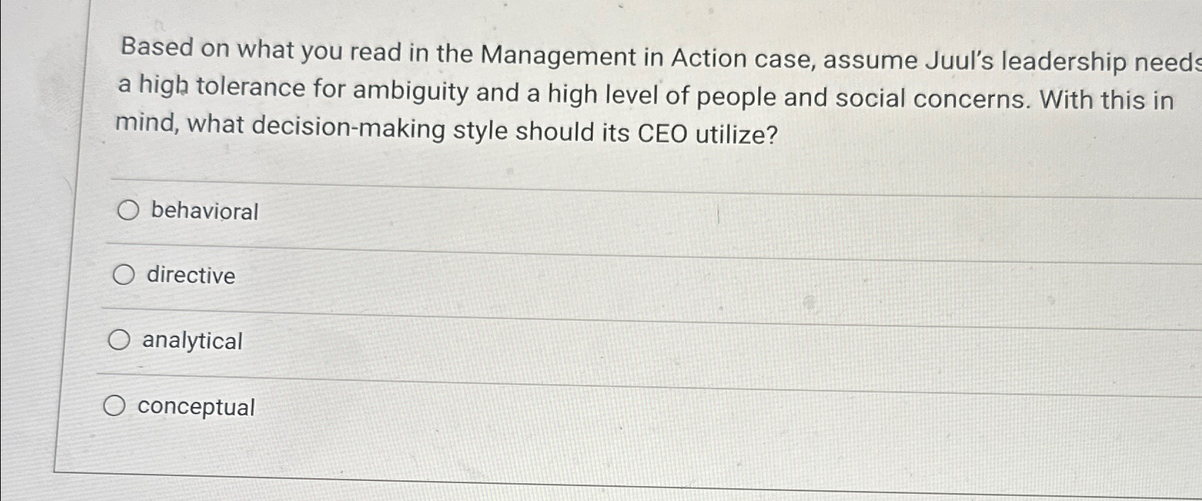 Solved Based on what you read in the Management in Action | Chegg.com