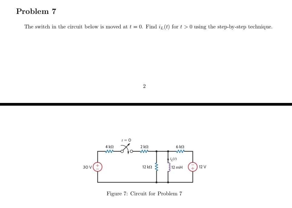 Solved The switch in the circuit below is moved at t=0. Find | Chegg.com
