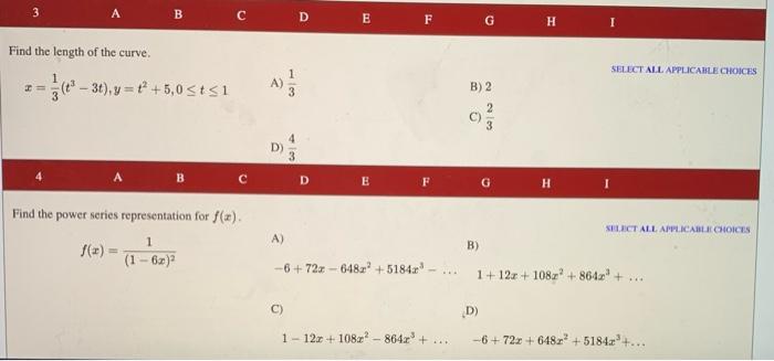 Solved A B C D E F G H 1 Find the length of the parametric | Chegg.com