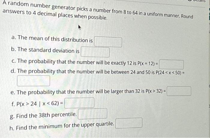 Solved random number generator picks a number from 8 to 64 | Chegg.com