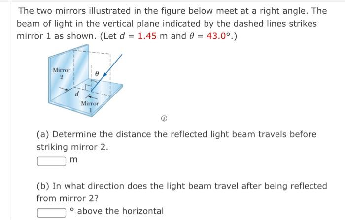Solved The two mirrors illustrated in the figure below meet | Chegg.com