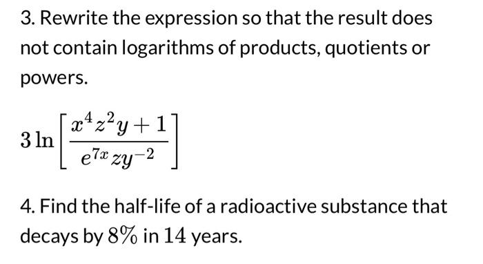 Solved 3. Rewrite the expression so that the result does not | Chegg.com