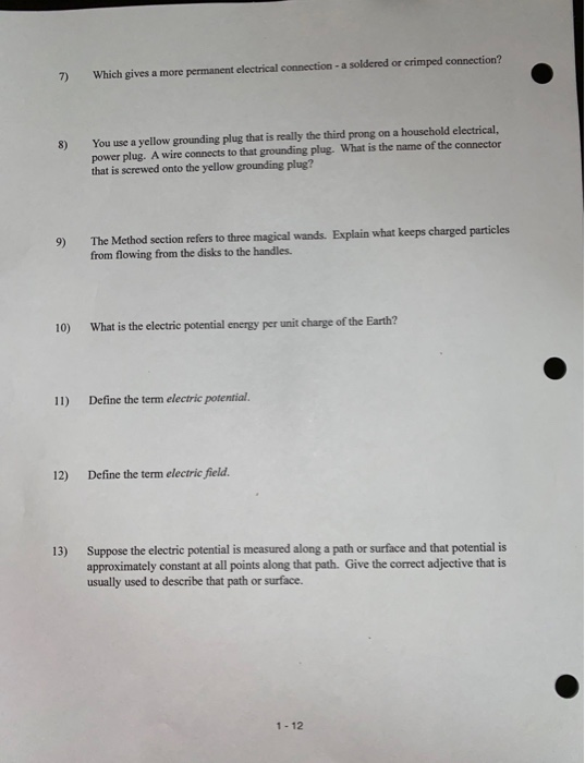 Solved PHY 2092 POST-LAB WORKSHEET Experiment 1 | Chegg.com